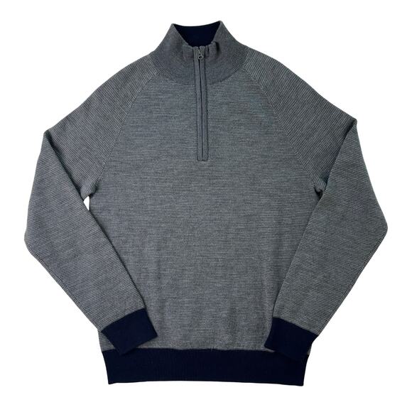 SKU1-4 BROOKS BROTHERS Men's Sweater Knit 100% Merino Wool Grey/Navy Small